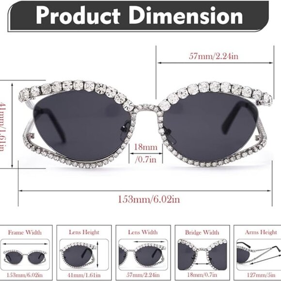 Super fun crystal cat eye sunglasses main image 5
